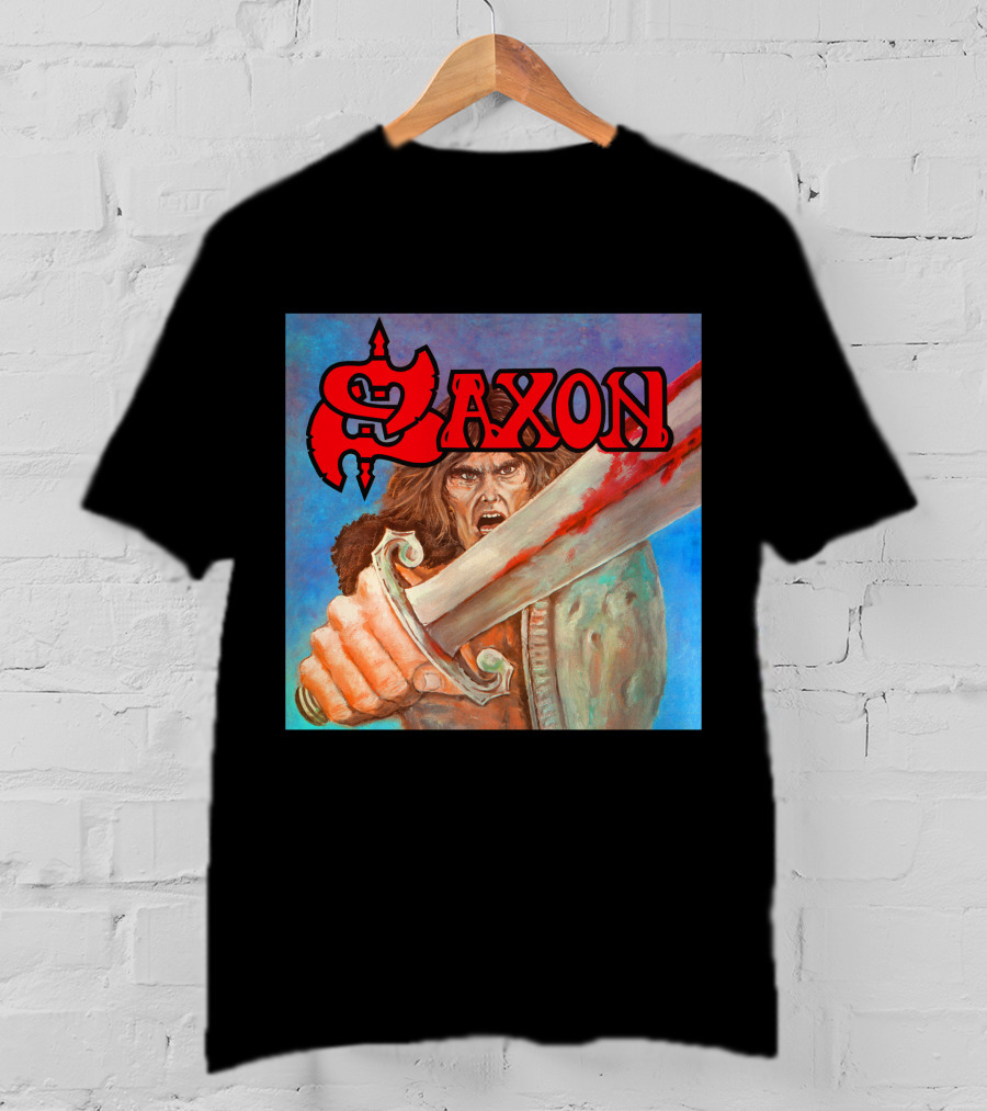 SAXON Crusader Warrior With Bloodied Sword T-Shirt