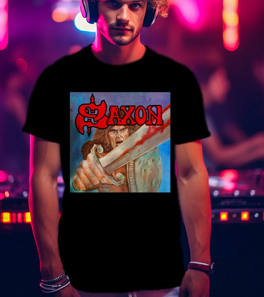 SAXON Crusader Warrior With Bloodied Sword T-Shirt