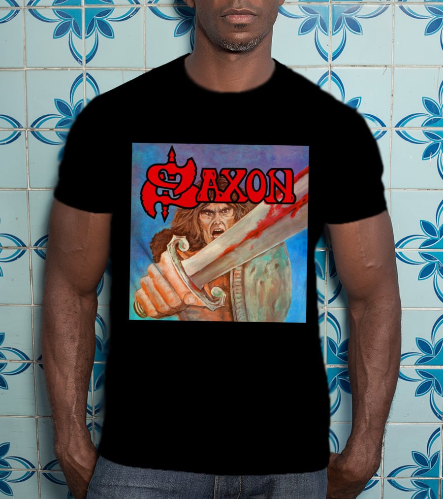 SAXON Crusader Warrior With Bloodied Sword T-Shirt