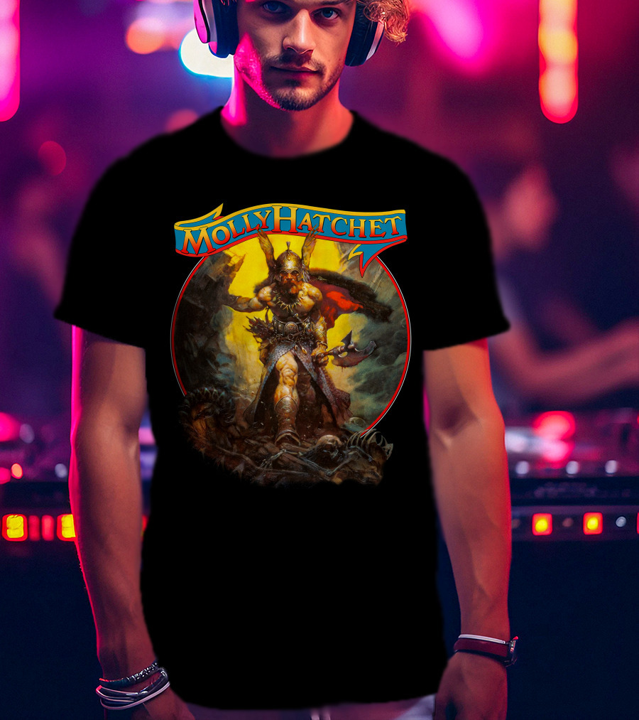 Molly Hatchet Flirting With Disaster Viking Warrior Fantasy T-Shirt