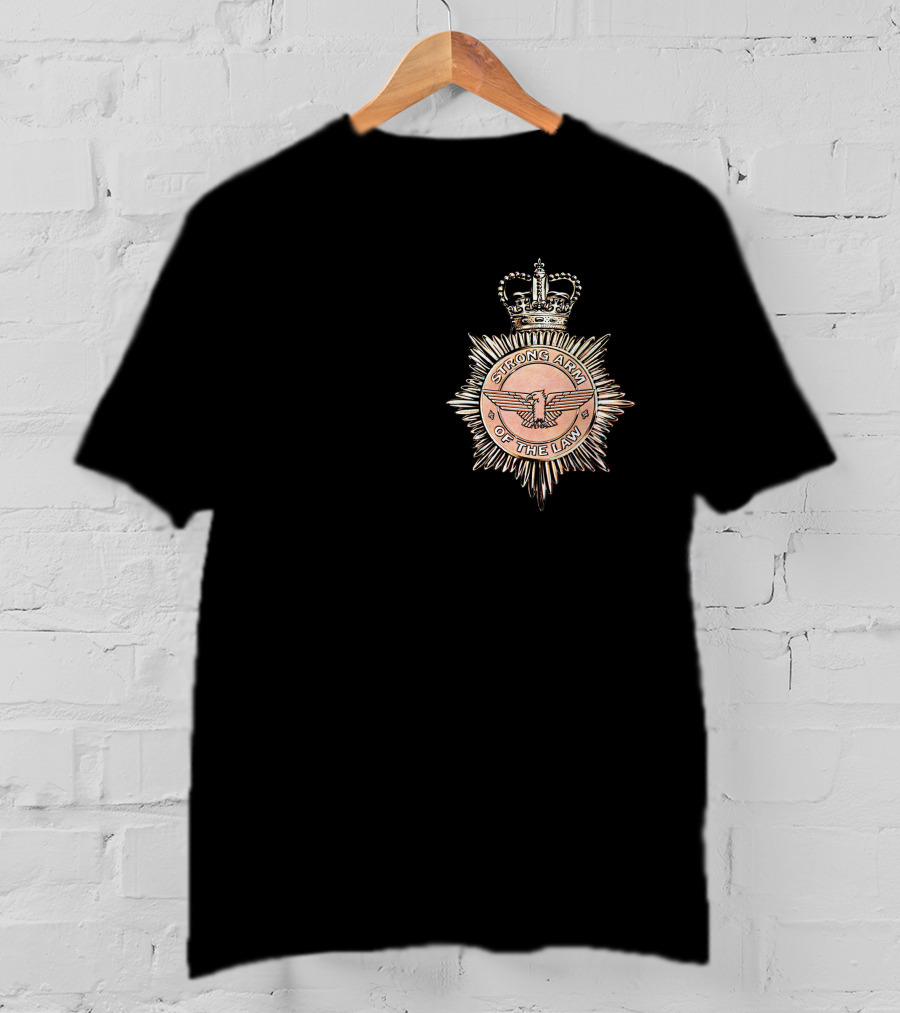 Saxon Strong Arm Of The Law Badge With Crown And Eagle Emblem T-Shirt