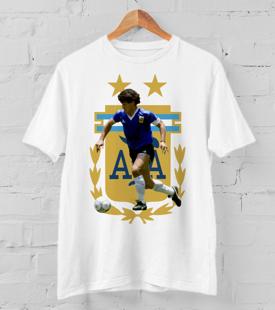 Maradona Argentina AFA Football Legend Blue Jersey T-Shirt