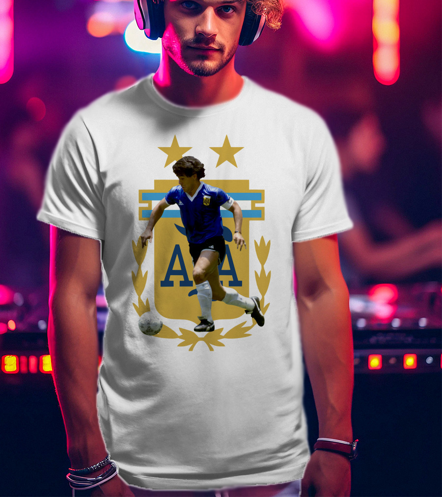 Maradona Argentina AFA Football Legend Blue Jersey T-Shirt