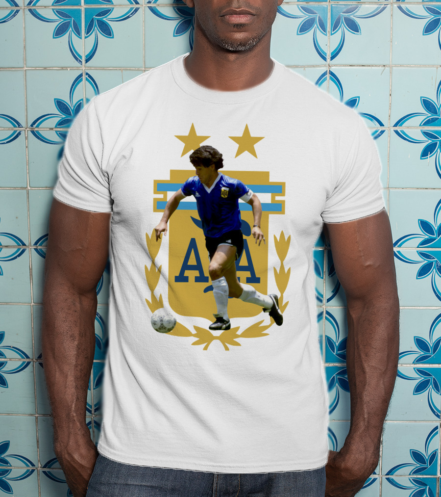 Maradona Argentina AFA Football Legend Blue Jersey T-Shirt