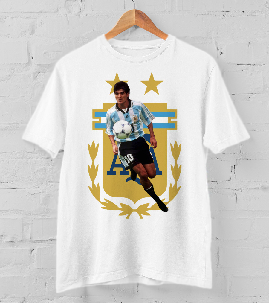 Argentinian Soccer Legend Number 10 Ortega AFA Emblem T-Shirt
