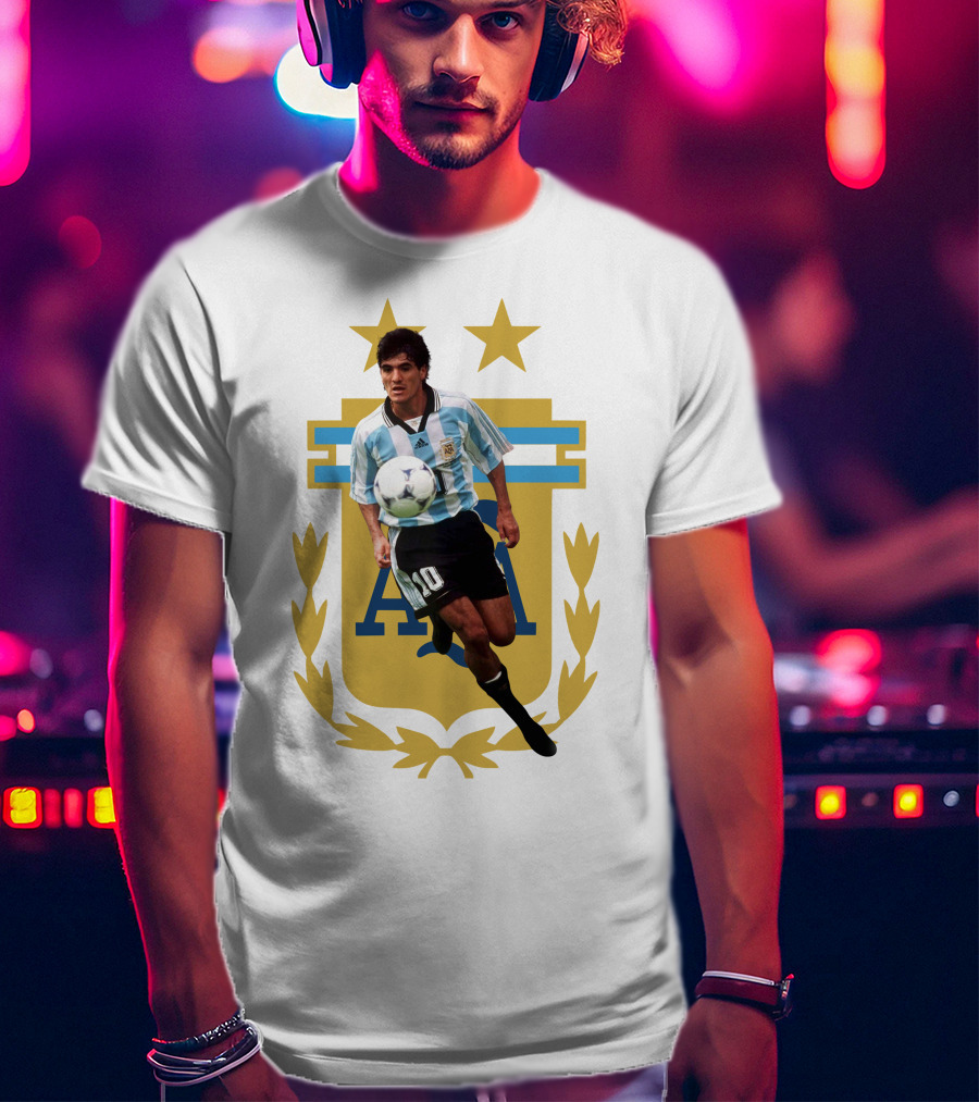 Argentinian Soccer Legend Number 10 Ortega AFA Emblem T-Shirt
