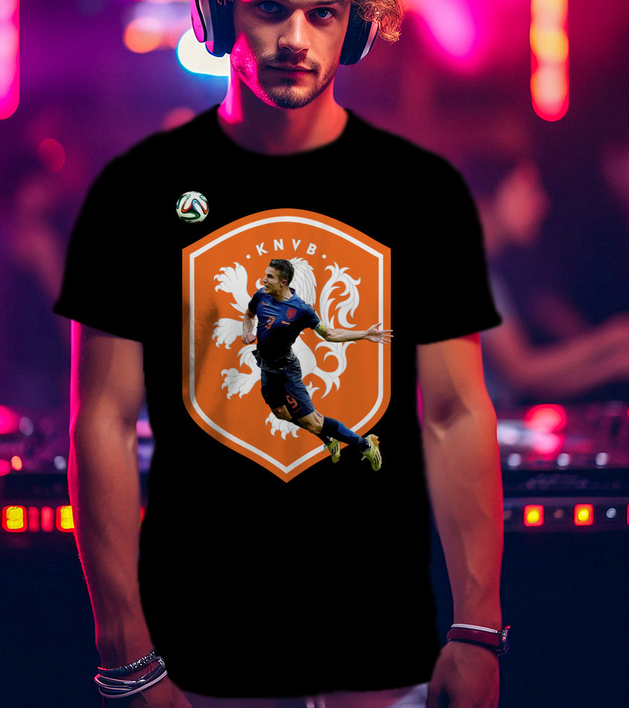 KNVB Netherlands Flying Header Football Icon Robin Van Persie T-Shirt