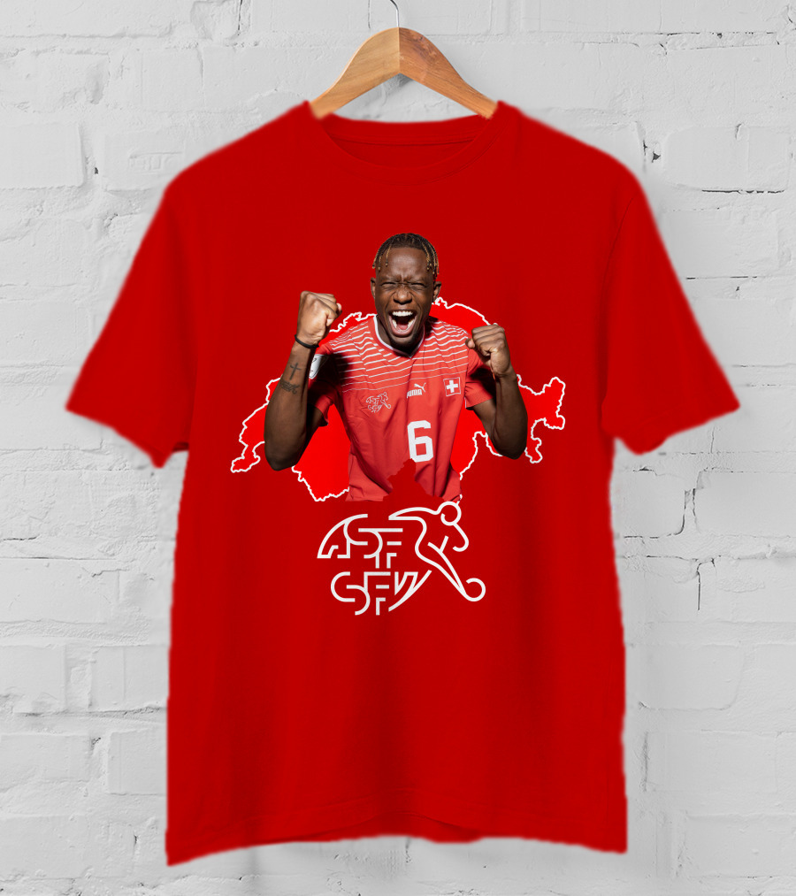 Denis Zakaria Switzerland National Team Football Jersey Map Background T-Shirt