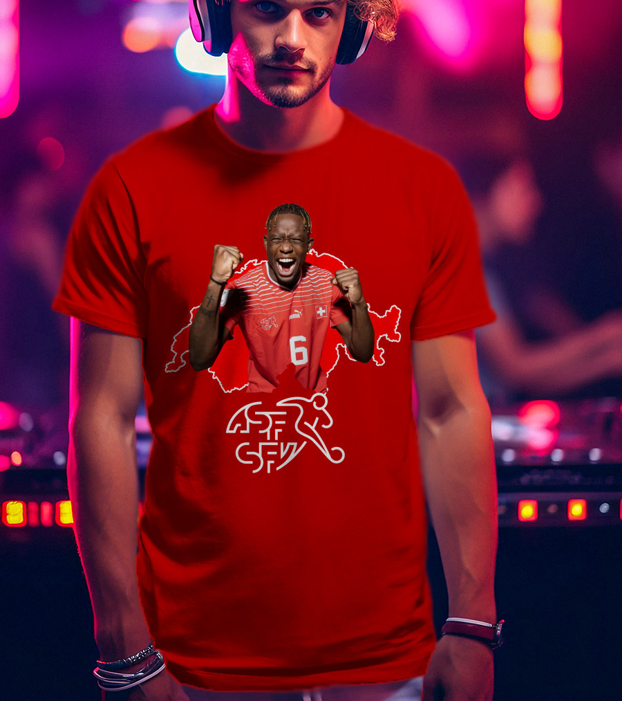 Denis Zakaria Switzerland National Team Football Jersey Map Background T-Shirt