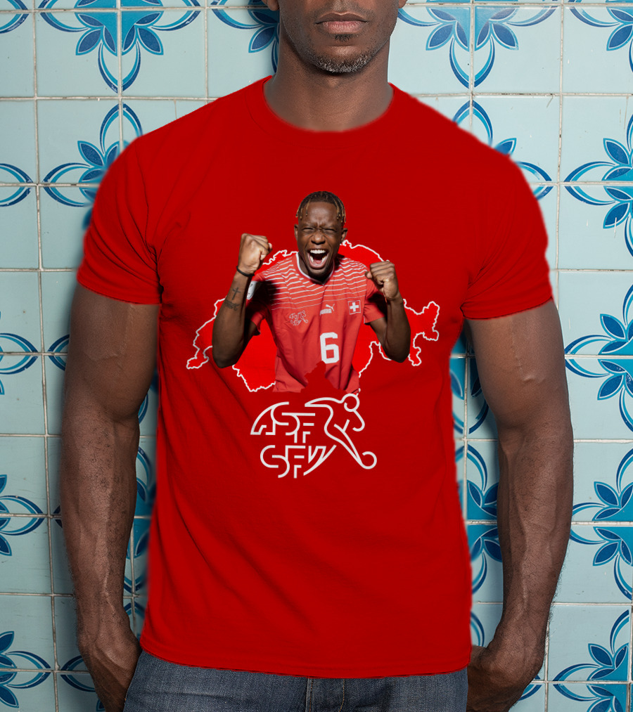 Denis Zakaria Switzerland National Team Football Jersey Map Background T-Shirt