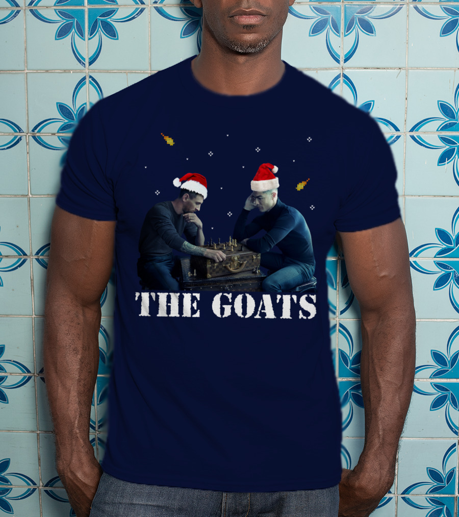 The Goat Xmas Chess Match With Santa Hats T-Shirt