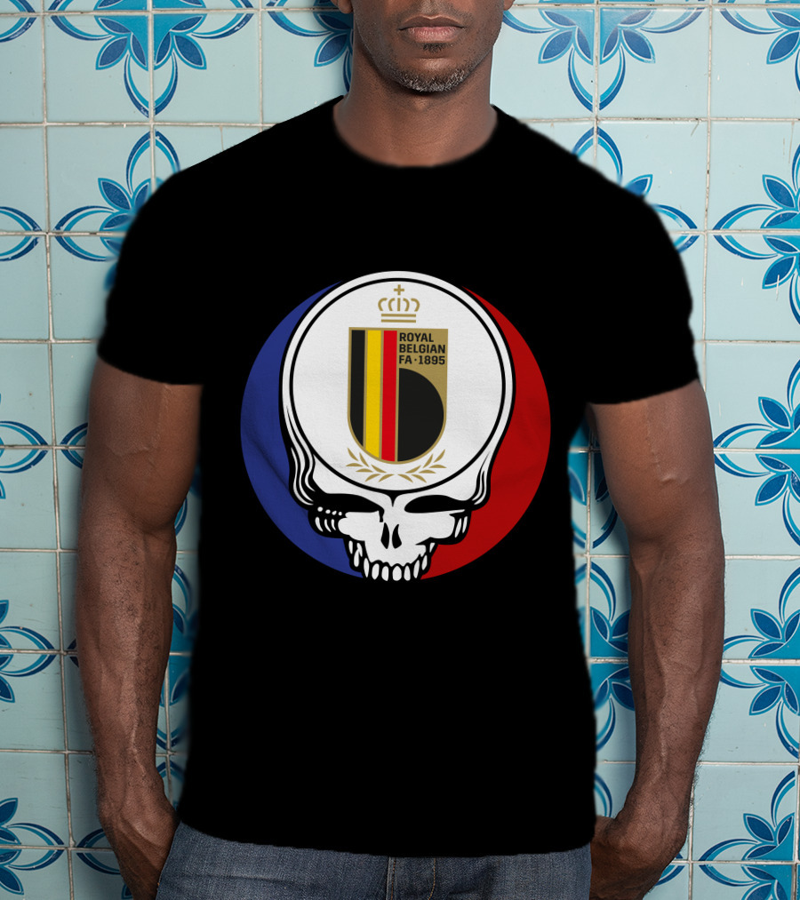Belgian Red Devils Grateful Dead Royal Belgian FA 1895 Skull Emblem T-Shirt