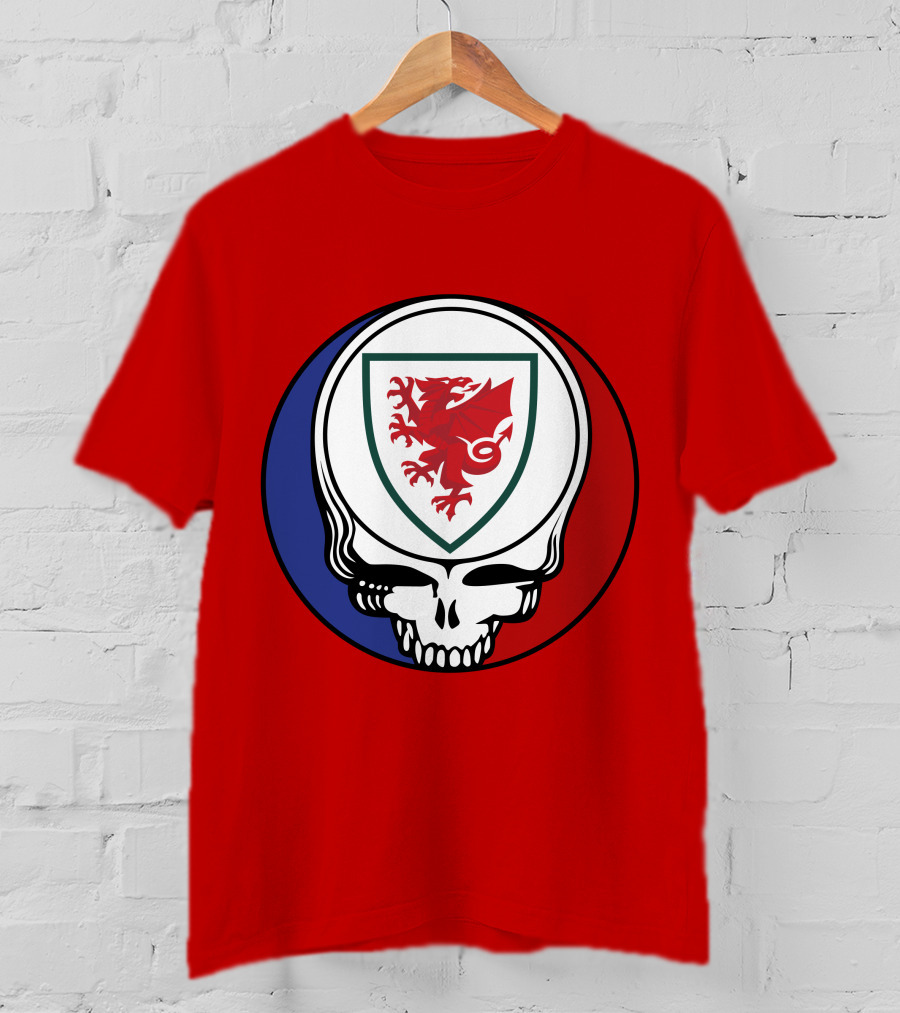 Wales National Football Team Grateful Dead Skull Emblem T-Shirt