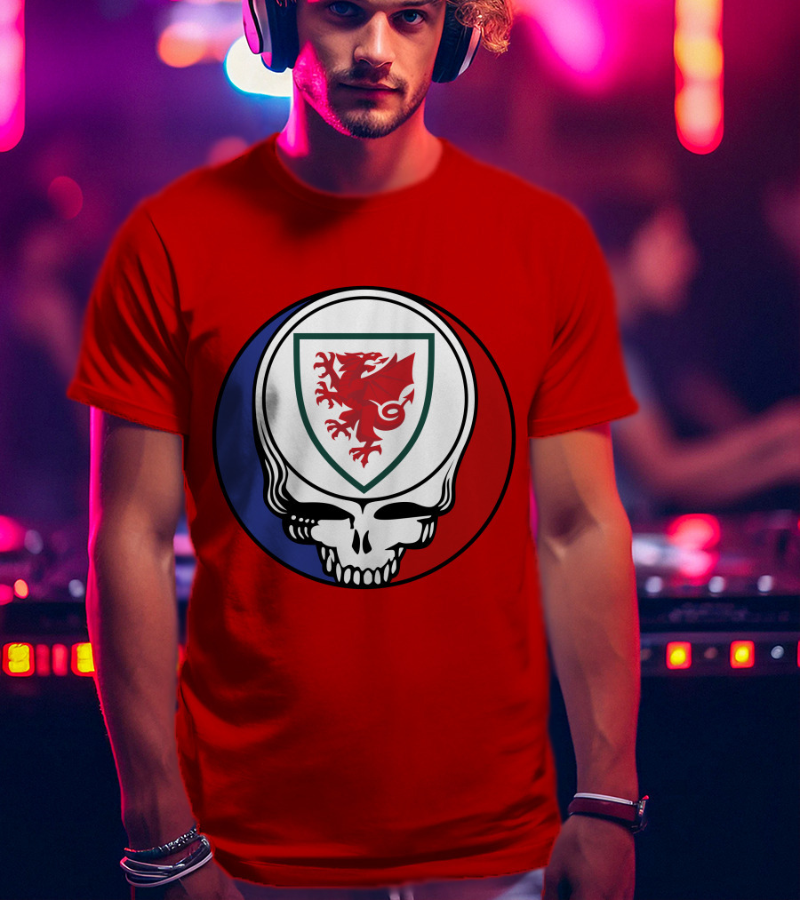 Wales National Football Team Grateful Dead Skull Emblem T-Shirt