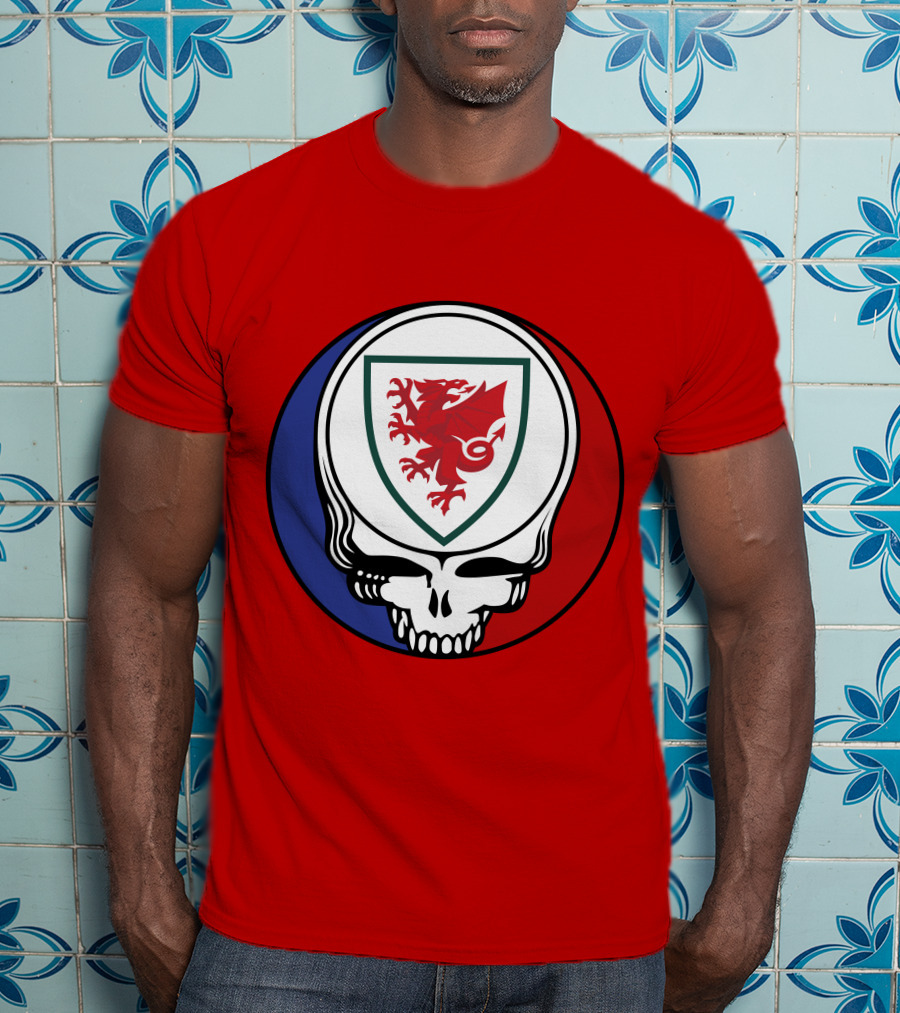 Wales National Football Team Grateful Dead Skull Emblem T-Shirt
