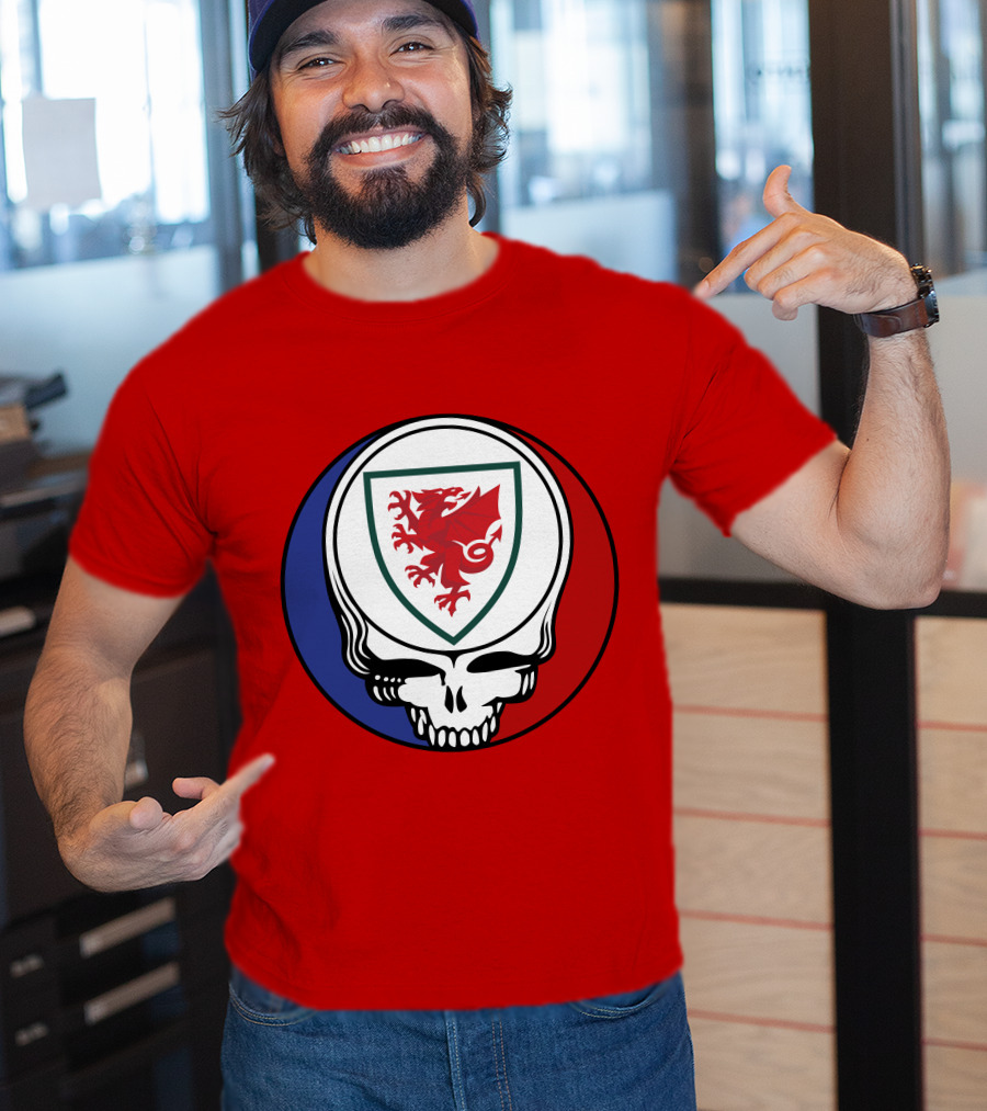 Wales National Football Team Grateful Dead Skull Emblem T-Shirt