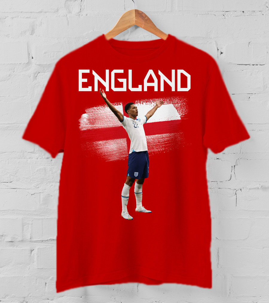 Jude Bellingham England Football Celebration With Red Cross T-Shirt