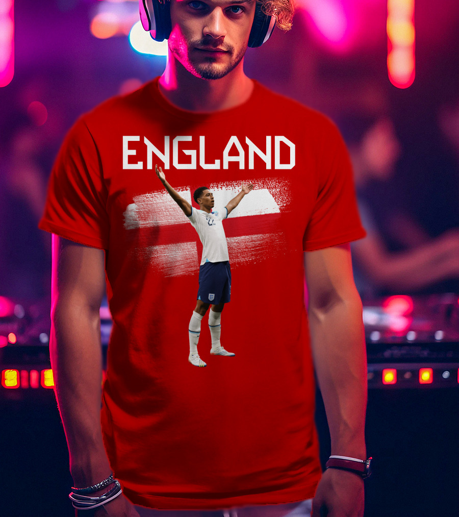 Jude Bellingham England Football Celebration With Red Cross T-Shirt