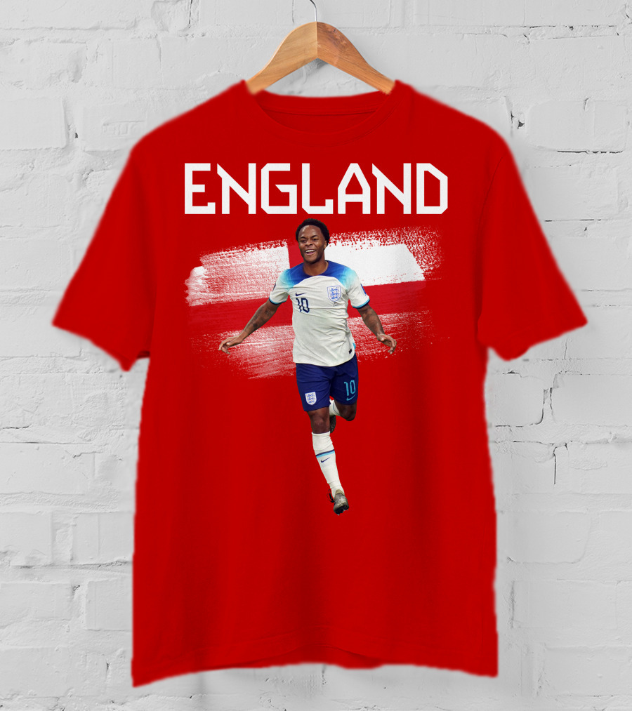 Raheem Sterling England Football 10 Euro Kit Cross Background T-Shirt