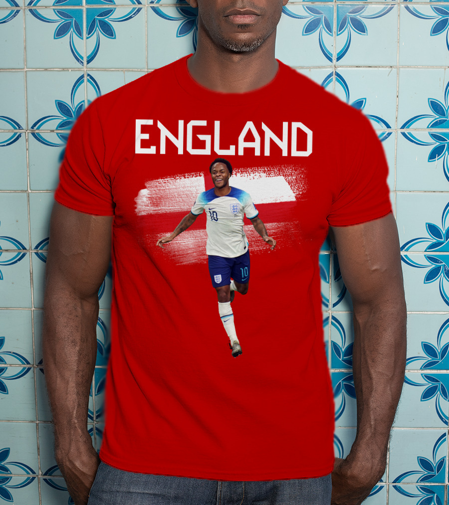 Raheem Sterling England Football 10 Euro Kit Cross Background T-Shirt