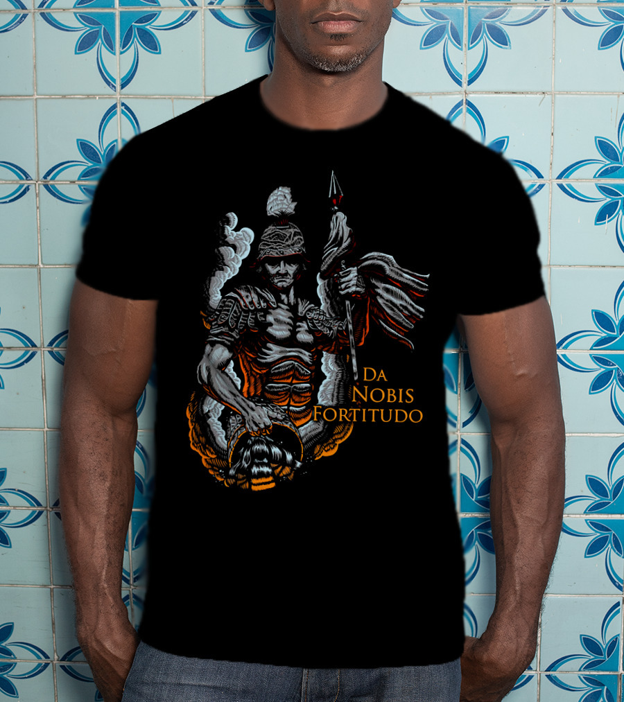Roman Warrior With DA NOBIS FORTITUDO Banner T-Shirt