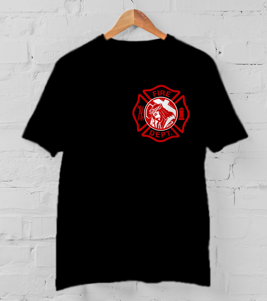 Cross Fire Dept Maltese Cross Badge With Firefighter Text Elements T-Shirt