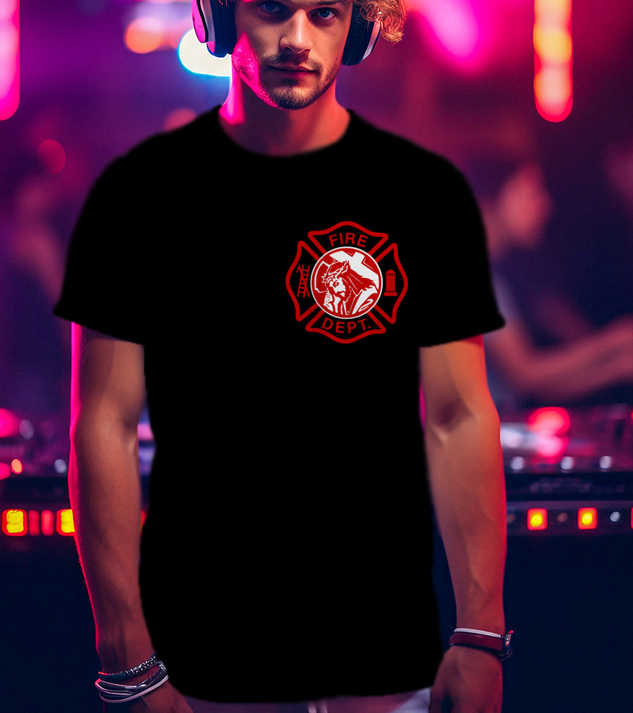 Cross Fire Dept Maltese Cross Badge With Firefighter Text Elements T-Shirt