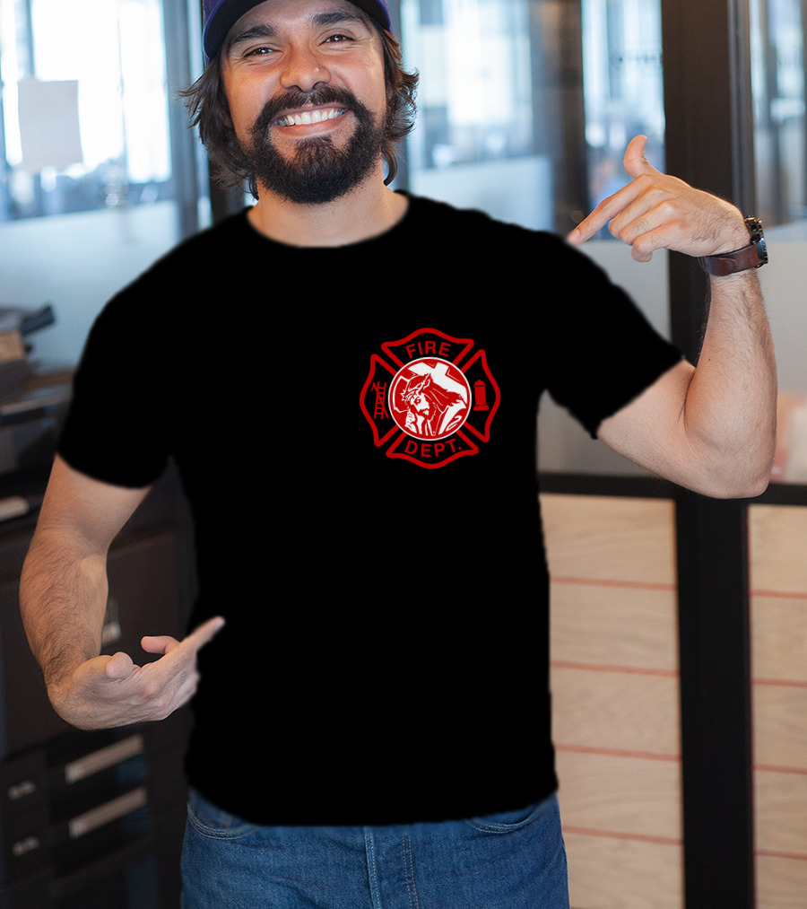 Cross Fire Dept Maltese Cross Badge With Firefighter Text Elements T-Shirt