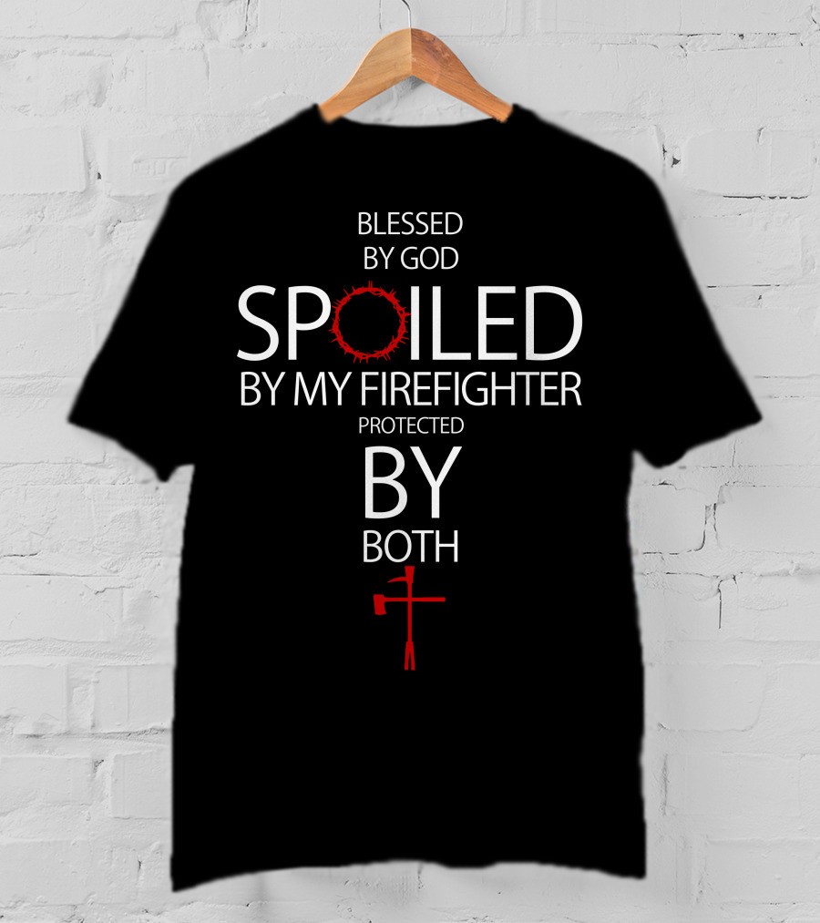 PROTECTED BY BOTH Crown Of Thorns And Battle Axe Cross T-Shirt