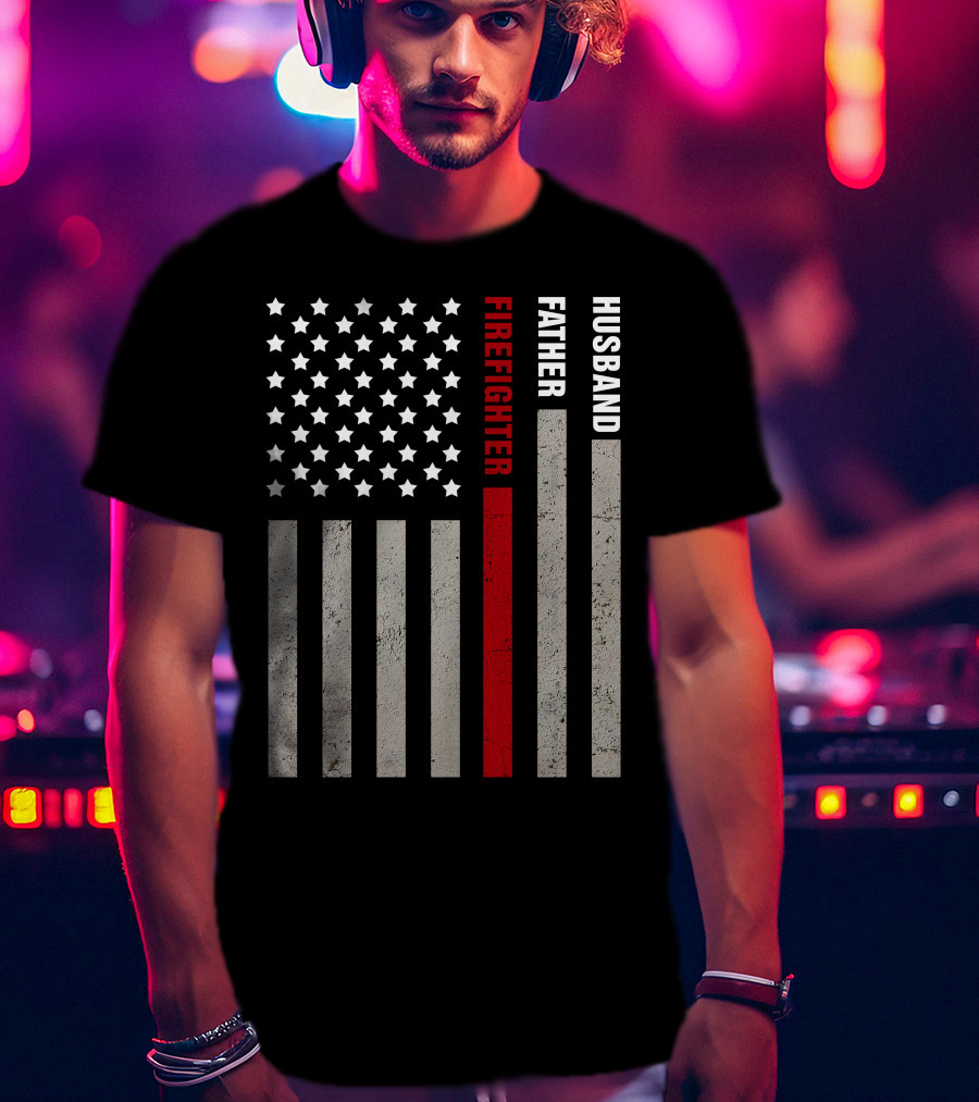 FIREFIGHTER BAR GRAPH RED STRIPE T-Shirt