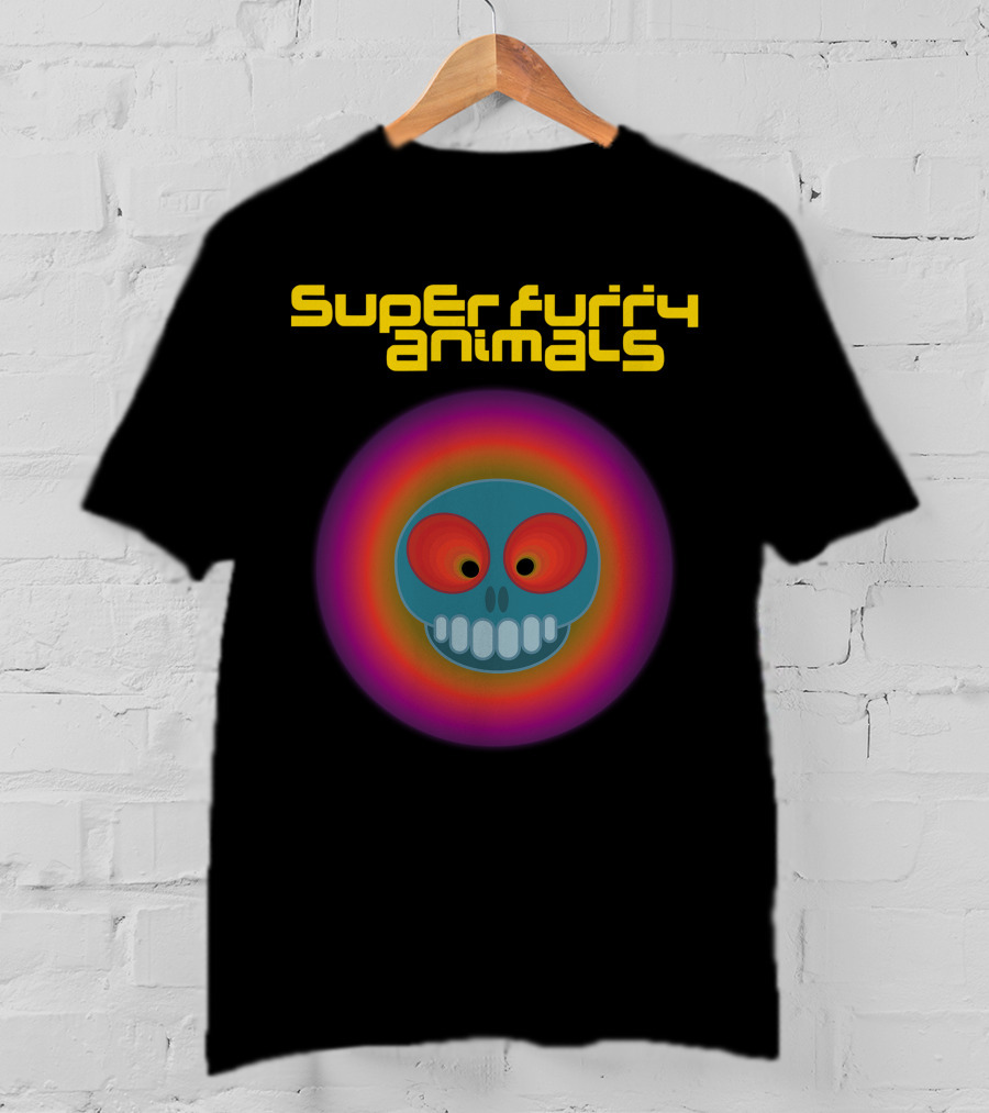 Super Furry Animals Rings Around The World Album Icon With Psychedelic Skull T-Shirt