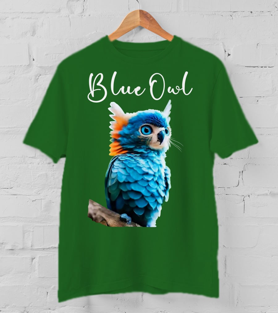 Beautiful Blue Owl Fantasy Creature T-Shirt