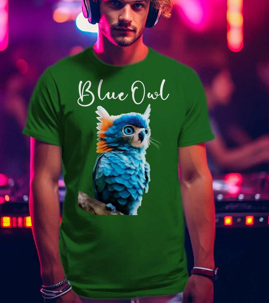 Beautiful Blue Owl Fantasy Creature T-Shirt
