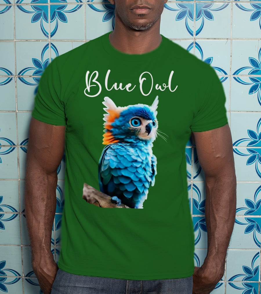 Beautiful Blue Owl Fantasy Creature T-Shirt