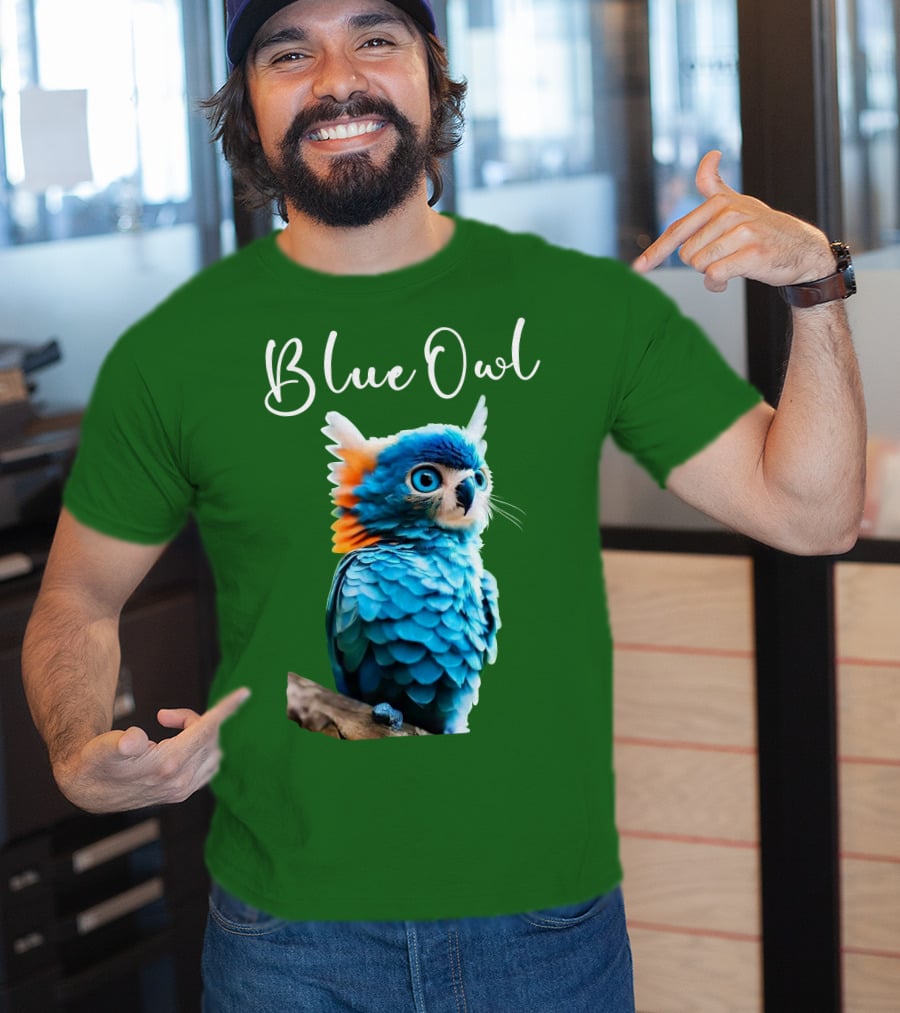 Beautiful Blue Owl Fantasy Creature T-Shirt