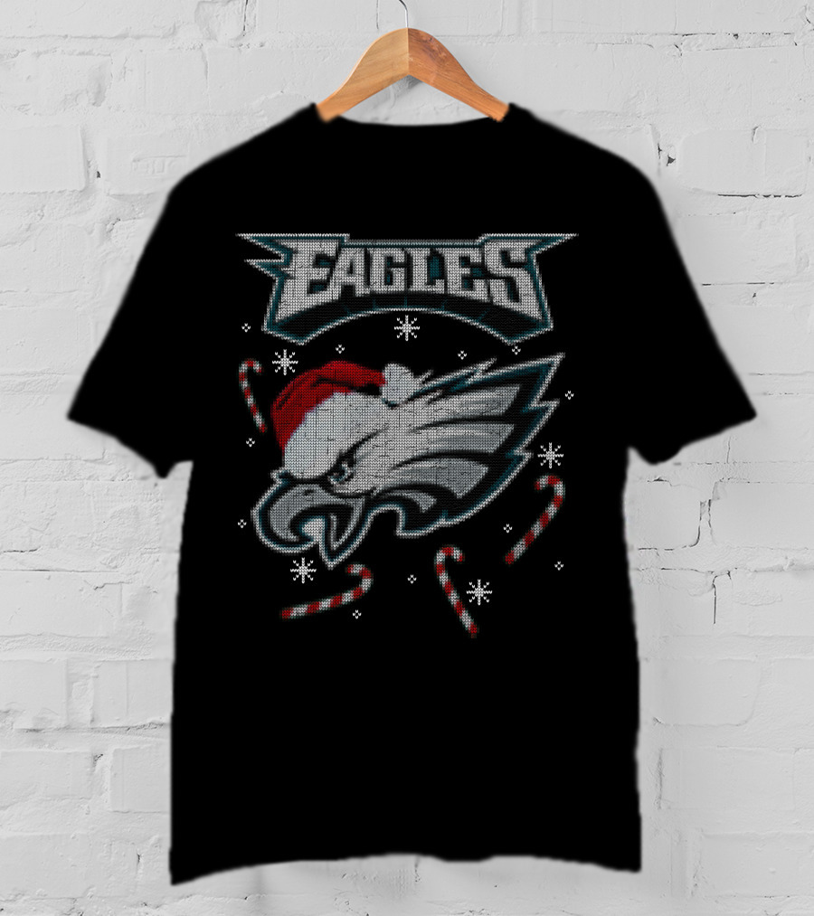 Eagles Holiday Santa Hat Candy Canes T-Shirt