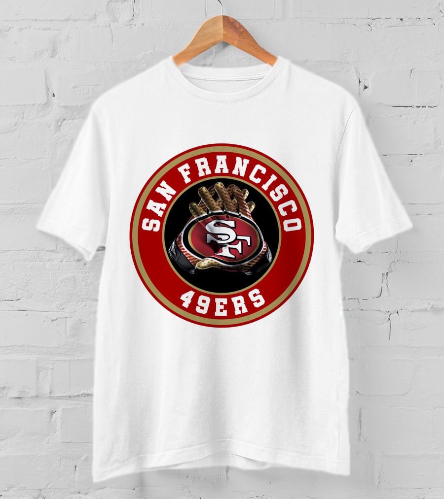 San Francisco 49ers Football Glove Emblem T-Shirt