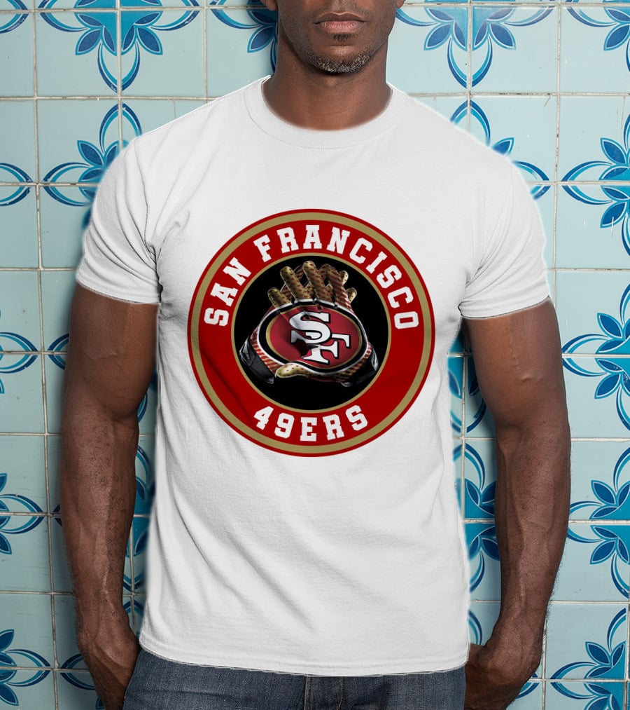 San Francisco 49ers Football Glove Emblem T-Shirt