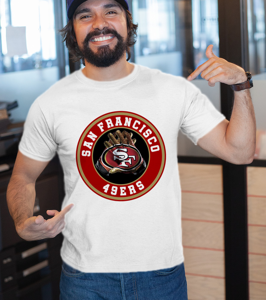 San Francisco 49ers Football Glove Emblem T-Shirt