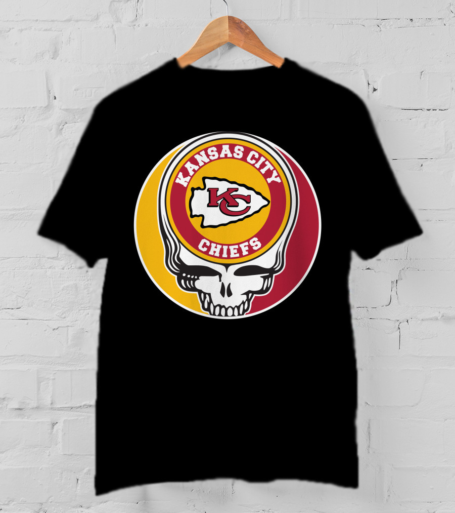 Kansas City Chiefs Grateful Dead Skull Logo Collaboration T-Shirt