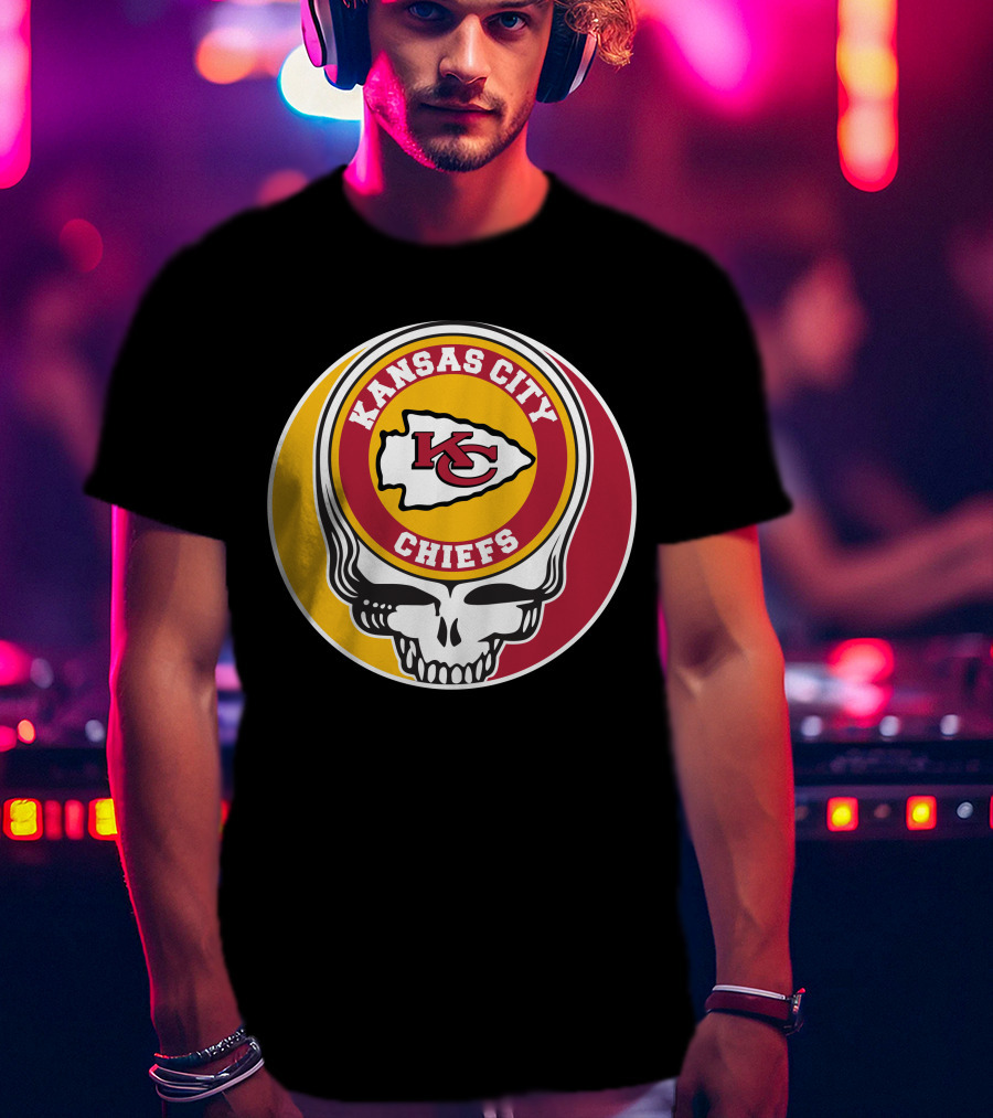 Kansas City Chiefs Grateful Dead Skull Logo Collaboration T-Shirt