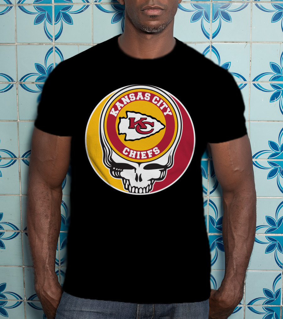 Kansas City Chiefs Grateful Dead Skull Logo Collaboration T-Shirt