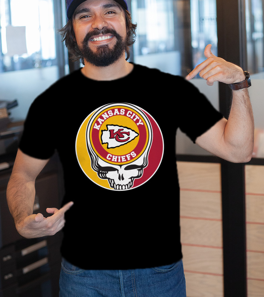 Kansas City Chiefs Grateful Dead Skull Logo Collaboration T-Shirt