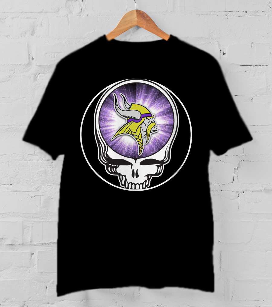 Minnesota Vikings Grateful Dead Skull Logo Fusion T-Shirt