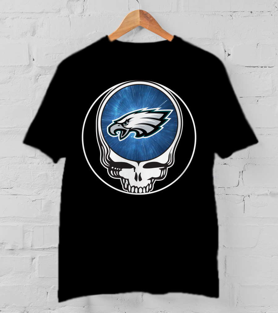 Philadelphia Eagles Grateful Dead Skull Logo Fusion T-Shirt