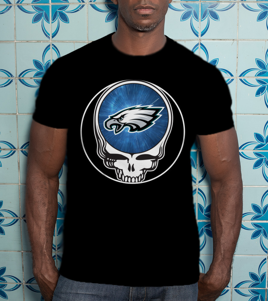 Philadelphia Eagles Grateful Dead Skull Logo Fusion T-Shirt