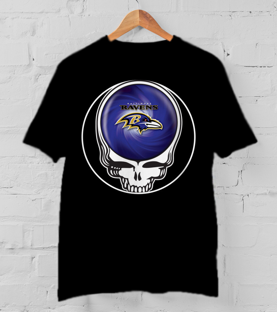 Baltimore Ravens Grateful Dead Skull T-Shirt