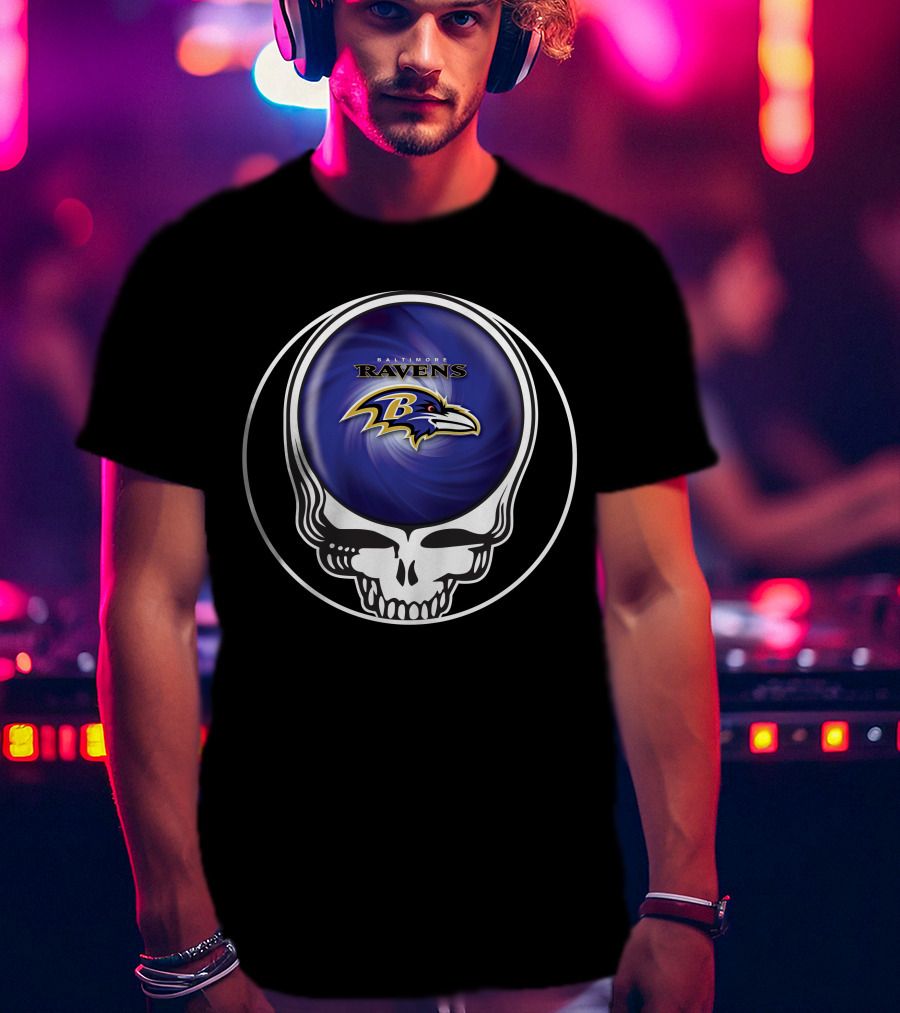 Baltimore Ravens Grateful Dead Skull T-Shirt