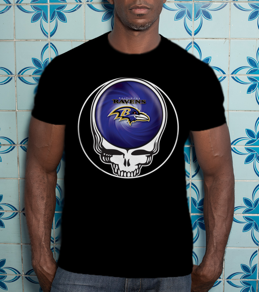 Baltimore Ravens Grateful Dead Skull T-Shirt
