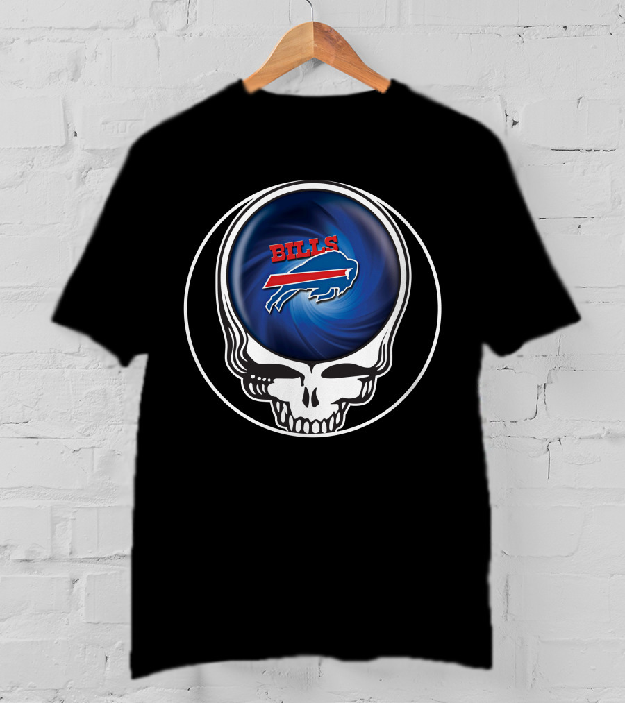 Buffalo Bills Grateful Dead Skull Icon With Spiral T-Shirt